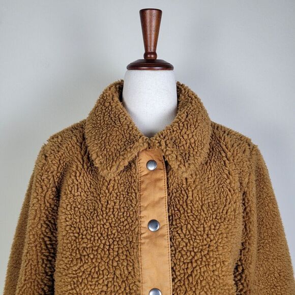 Madewell Jacket Womens Small Portland Sherpa Orange Button Down Boxy - Picture 3 of 8